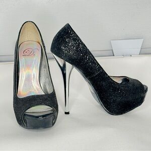 DIVA black sparkle heels